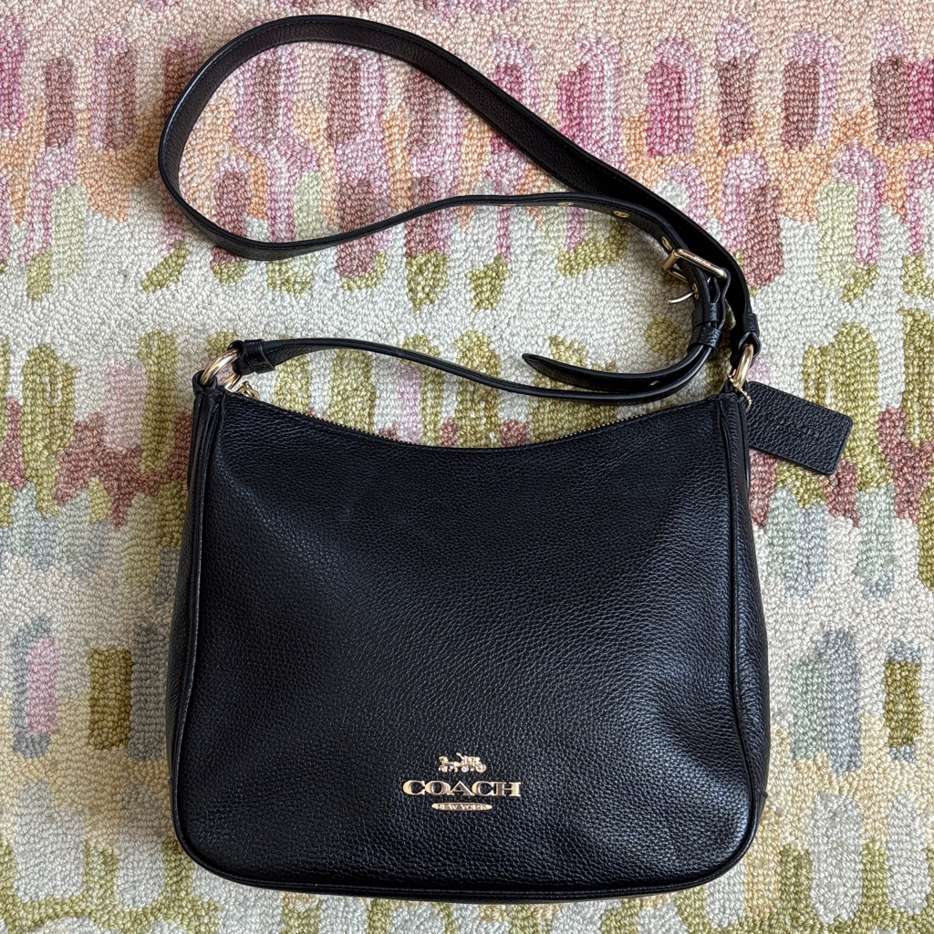 Coach Ellie File Black Pebbled Leather Modern Crossbody Bag Nwot